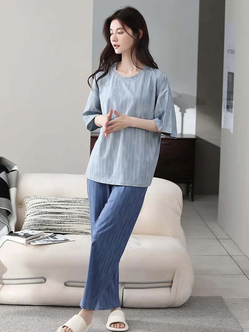 Celary Korean Style Women’s Night Suit|| Cute Printed Pajama Set ||Half Sleeve Top & Pants|| Soft Cotton Loungewear||Winter Night Suit - Image 2