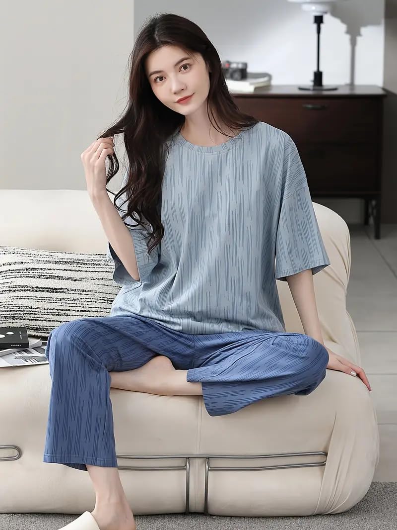 Celary Korean Style Women’s Night Suit|| Cute Printed Pajama Set ||Half Sleeve Top & Pants|| Soft Cotton Loungewear||Winter Night Suit - Image 3
