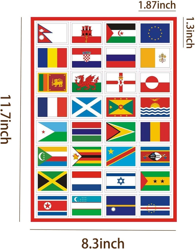 TamBee T&B Countries Flags Stickers - 224PCS Multi Territorial Maps Nations Patterns Face Stickers for Travel and Decor - Image 2