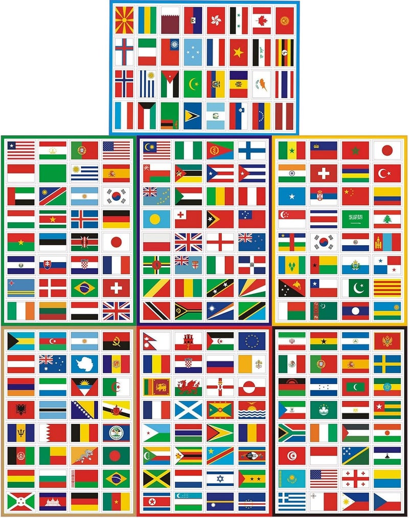 TamBee T&B Countries Flags Stickers - 224PCS Multi Territorial Maps Nations Patterns Face Stickers for Travel and Decor - Image 1