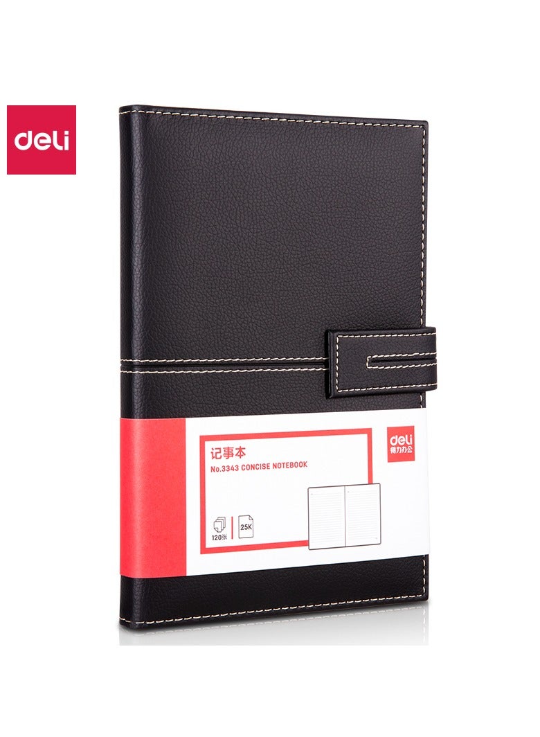 Deli Deli 3343 Leather Cover Notebook 25K/120 Sheets – ideal for office, study, and daily notes  - Image 1