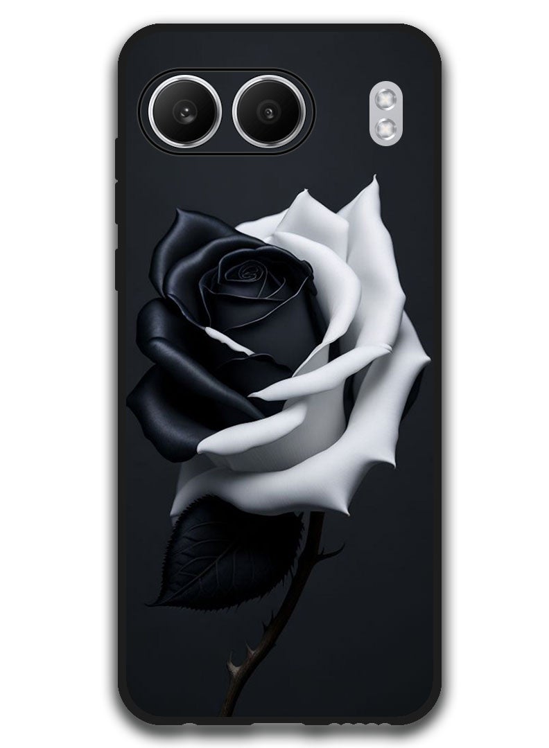 Theodor Protective Case Anti Scratch Shock Proof Bumper Cover For OnePlus Nord 4 Black and White Rose - Image 1