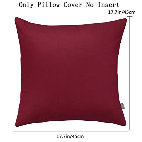 Thmyo 4-Pack 100% Cotton Comfortable Solid Decorative Throw Pillow Case Christmas Square Cushion Covers Pillowcases DIY Throw Pillow Covers for Sofa Bed Car(18x18 inch/45x45cm,Wine Red) - Image 5
