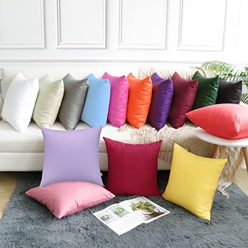 Thmyo 4-Pack 100% Cotton Comfortable Solid Decorative Throw Pillow Case Christmas Square Cushion Covers Pillowcases DIY Throw Pillow Covers for Sofa Bed Car(18x18 inch/45x45cm,Wine Red) - Image 4