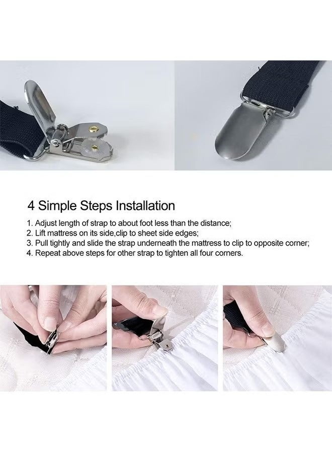 2 Pcs Bed Sheet Holder Straps - Sheet Straps Adjustable Bed Sheet Clips Fasteners Keep Sheets Stays in Place, Black - Image 4
