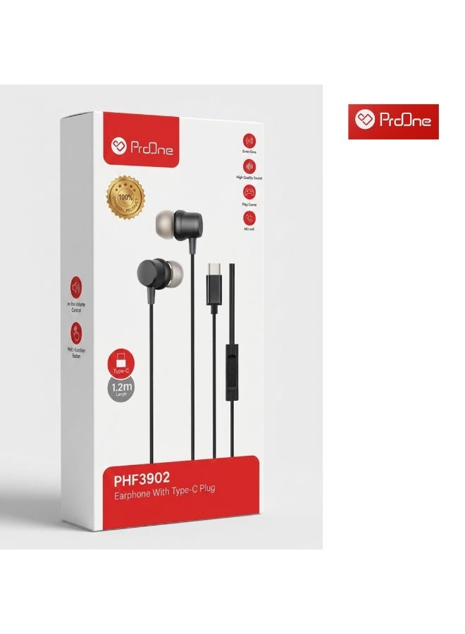 ProOne PHF3902 Type-C Earphones Premium Wired Audio with Integrated Smart Controls - Image 4
