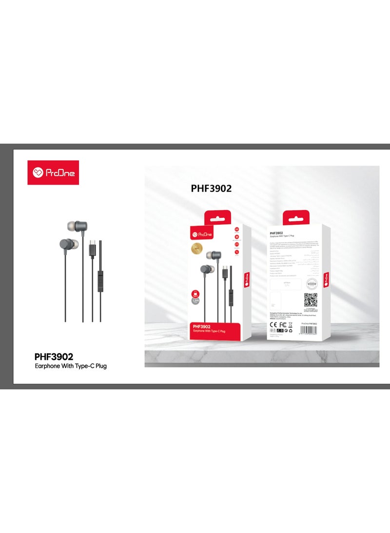 ProOne PHF3902 Type-C Earphones Premium Wired Audio with Integrated Smart Controls - Image 3