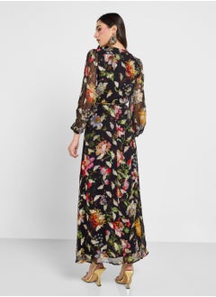 Hope & Ivy Wrap With Tie Waist & Blouson Sleeve Dress  - Image 2