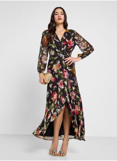 Hope & Ivy Wrap With Tie Waist & Blouson Sleeve Dress  - Image 4