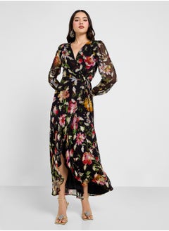 Hope & Ivy Wrap With Tie Waist & Blouson Sleeve Dress  - Image 1