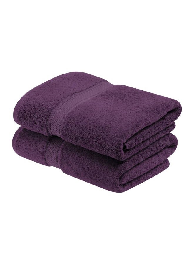 Superior Egyptian Cotton Pile Bath Towel Set of 2, Ultra Soft Luxury Towels, Thick Plush Essentials, Absorbent Heavyweight, Guest Bath, Hotel, Spa, Home Bathroom, Shower Basics, Plum - Image 1