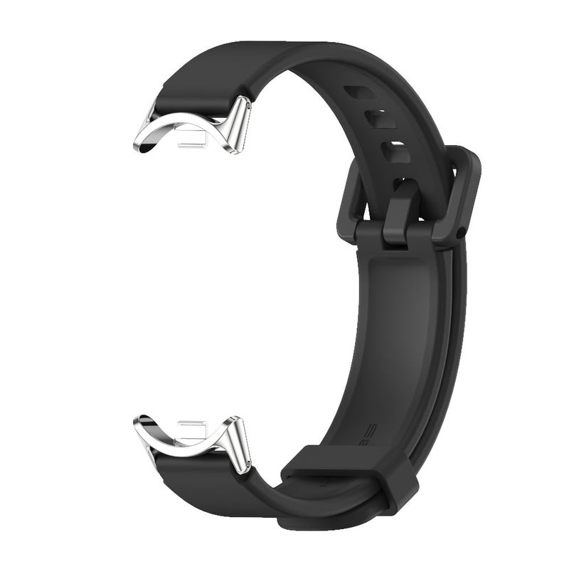 erorex For Xiaomi Smart Band 10 / 9 / 8 Silicone Breathable Watch Band(Black Silver) - Image 2