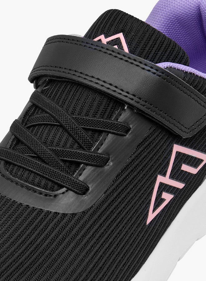 Oaklan by Shoexpress Girls Logo Print Sports Shoes with Hook and Loop Closure  - Image 4