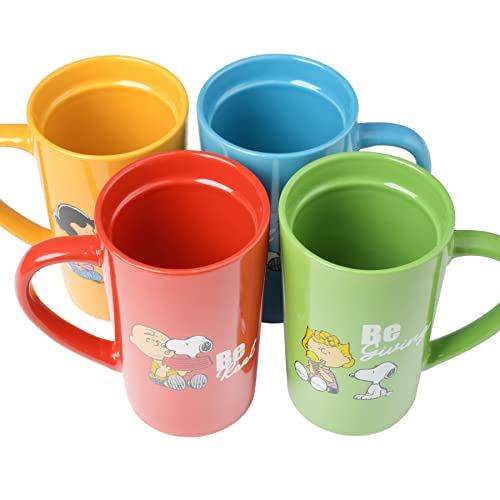 Peanuts Snoopy Gentle Reminders 18oz Travel Cup w/Lid, Stoneware, 4-Pack, Assorted Colors - Image 5