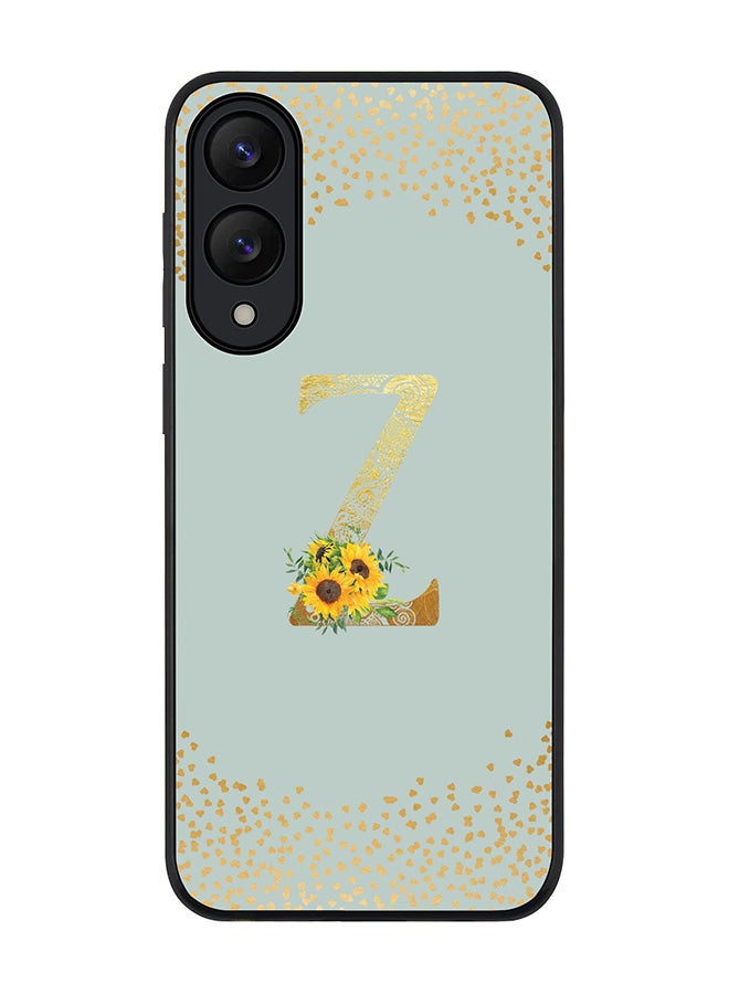 Stylizedd For Samsung Galaxy S25 Edge Case,Slim fit Camera Protection, Shockproof Thin Phone cover  - Custom Floral Monogram - Z  (Light Grey )