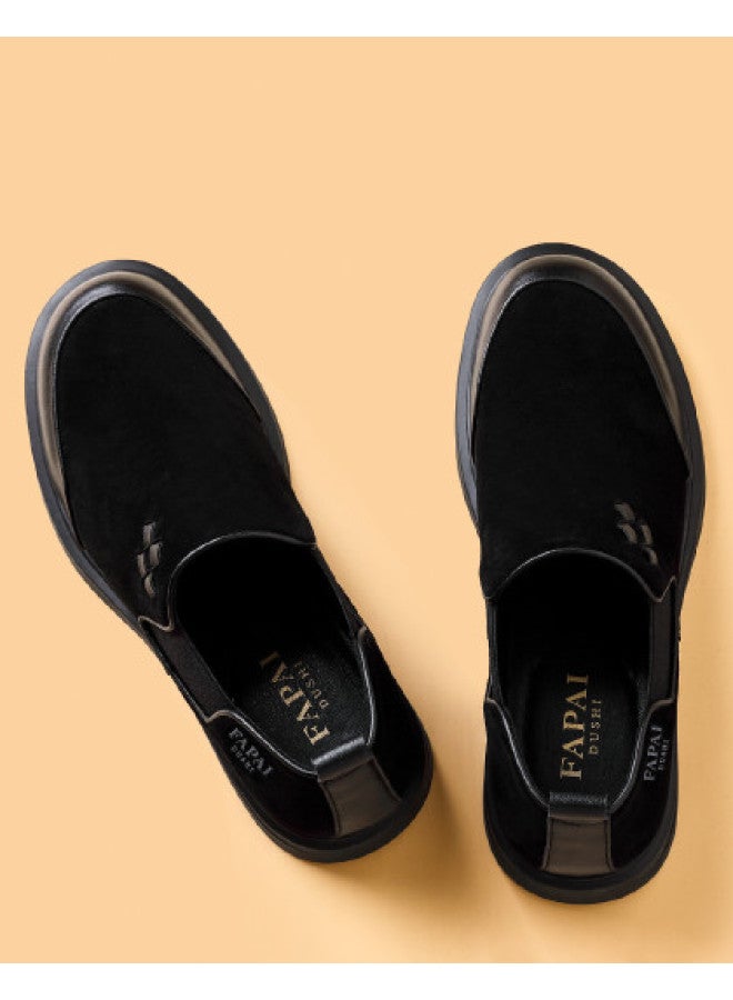 Fapai Loafers Autumn Easy Slip-on Retro Casual Shoes Four-leaf Weave Chimney Boots Lightweight Men's Shoes - Image 1