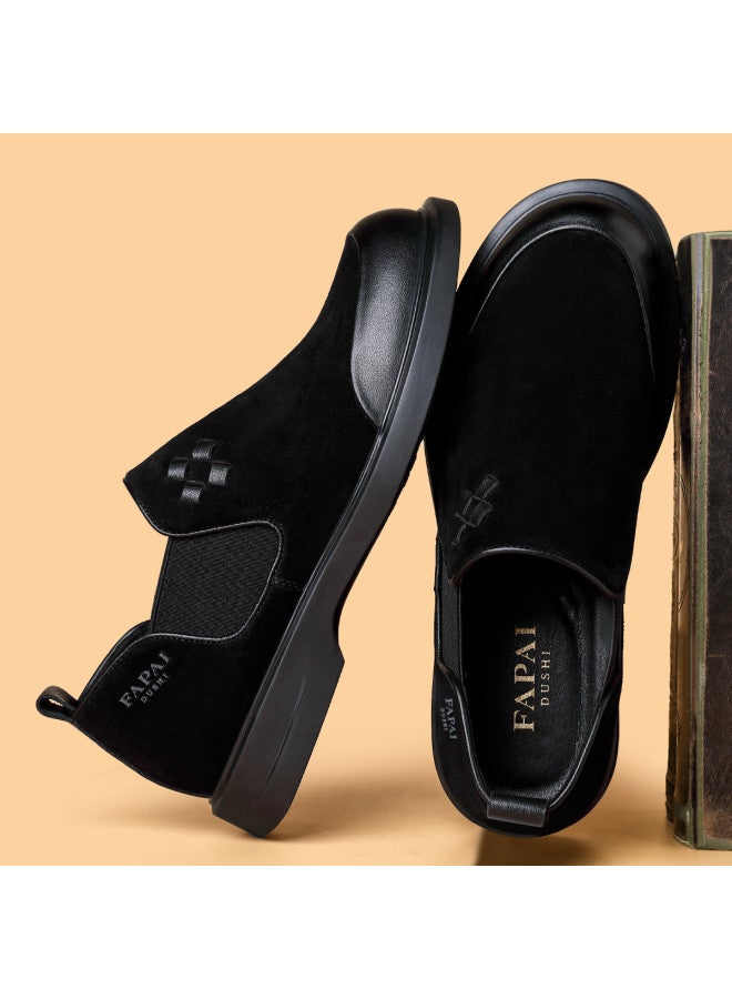 Fapai Loafers Autumn Easy Slip-on Retro Casual Shoes Four-leaf Weave Chimney Boots Lightweight Men's Shoes - Image 2
