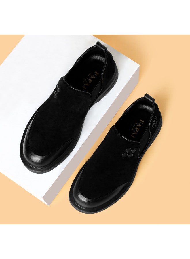 Fapai Loafers Autumn Easy Slip-on Retro Casual Shoes Four-leaf Weave Chimney Boots Lightweight Men's Shoes - Image 4