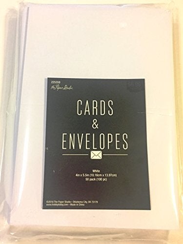 White 4 x 55 inch Blank Note Cards Envelopes 50 sets
