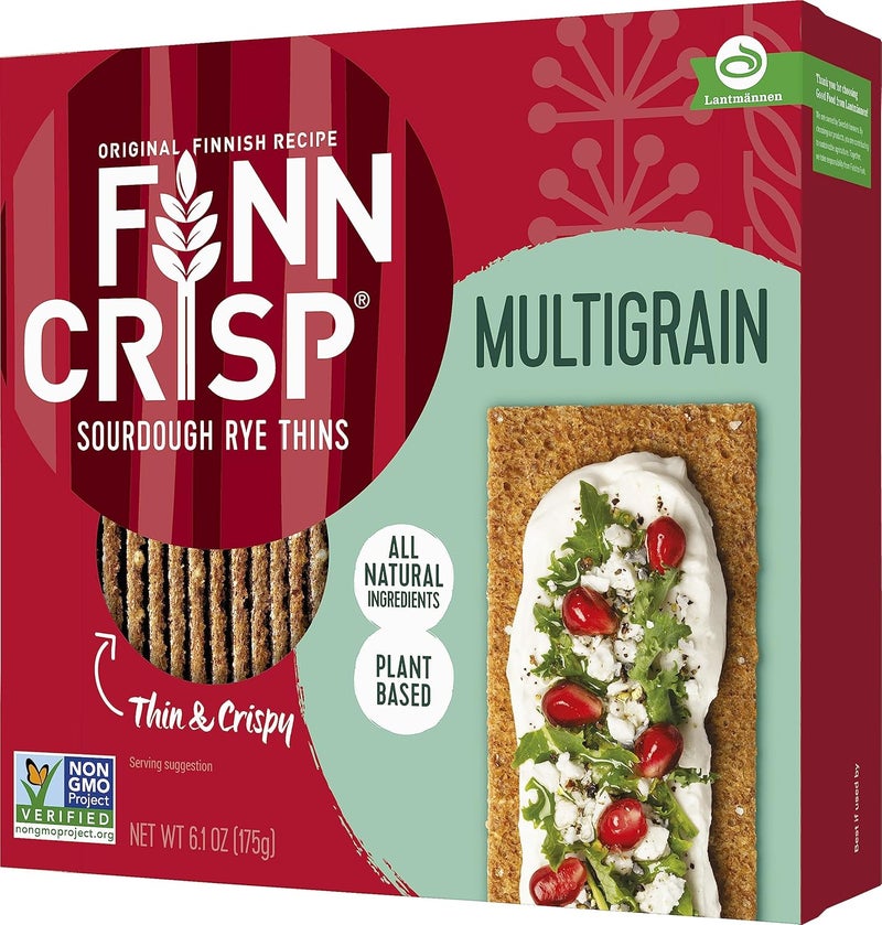 Finn Crisps Multigrain Crispbread 6.1oz | Thin, Crispy Multigrain Flatbread Crackers | Authentic Finnish Sourdough Crispbread | Multigrain Crackers by Finn Crisp [6.1oz/175gr Box] - Image 1