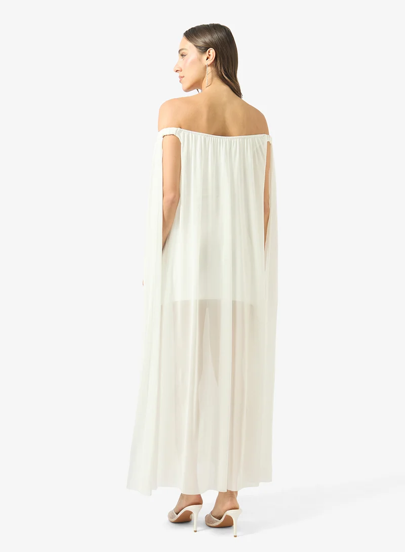 Ginger Off Shoulder Pleated Maxi Dress