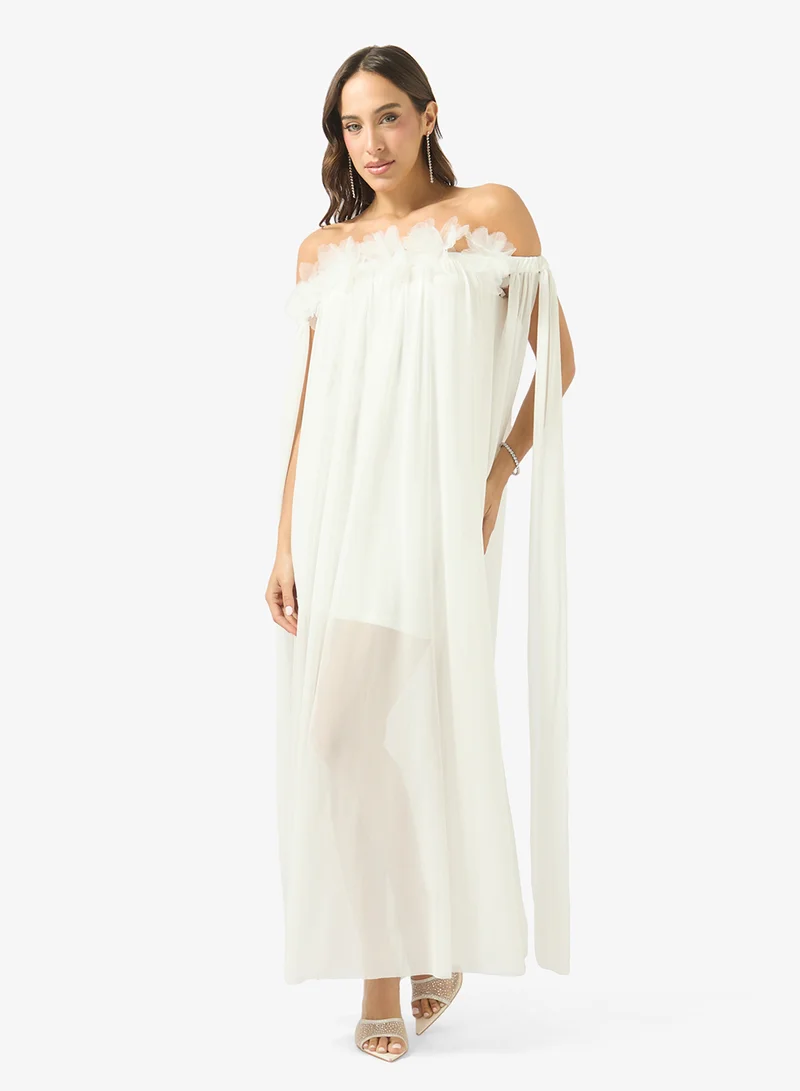Ginger Off Shoulder Pleated Maxi Dress