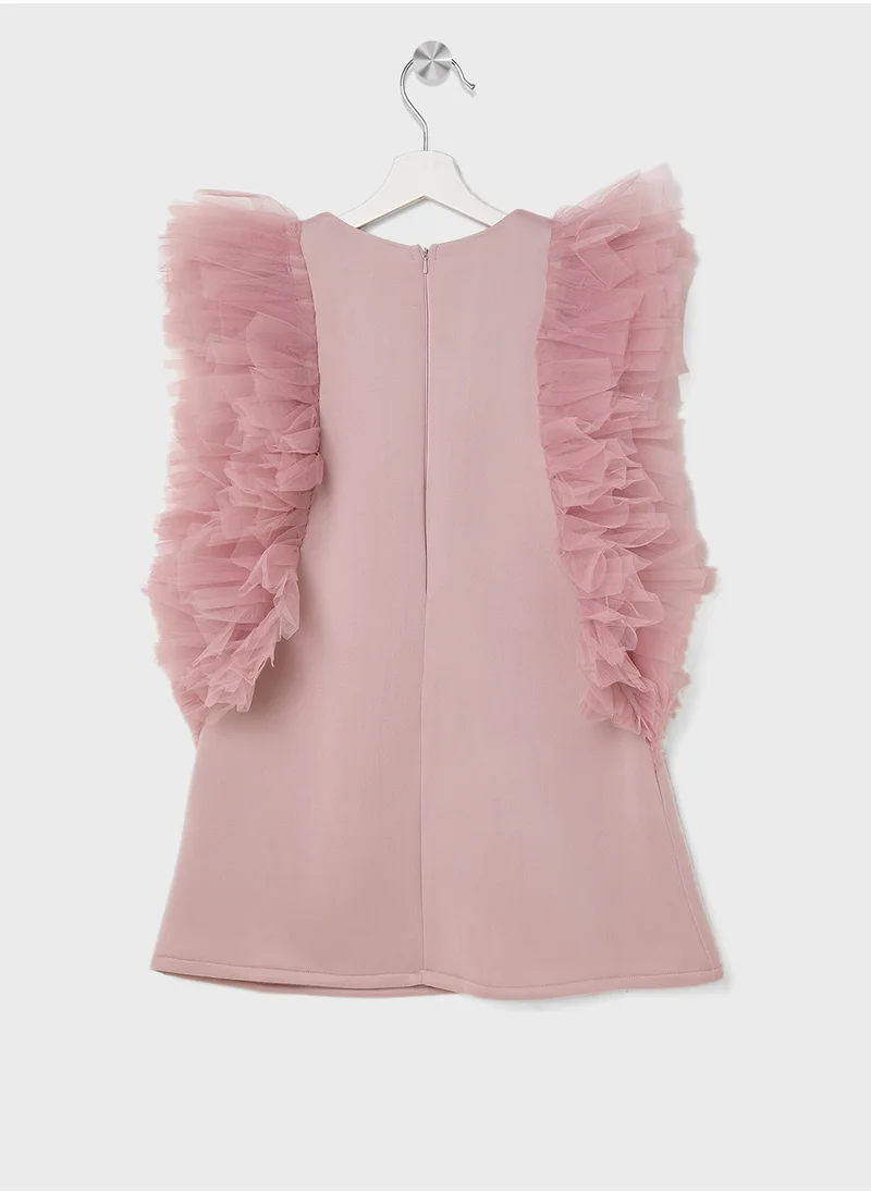 ليتل جولدن ابل Little Ruffle Shoulder Dress
