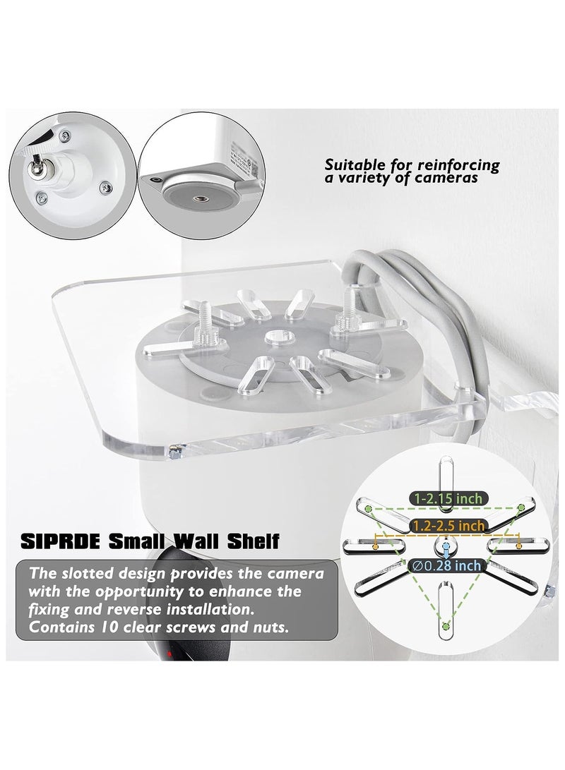 مجموعة أرفف حائط صغيرة من الأكريليك مكونة من 3 قطع لكاميرات الأمان ومكبرات الصوت وأجهزة مراقبة الأطفال والمزيد، رف لاصق عالمي سهل التركيب بدون مثقاب، مع مشابك كابلات شفافة - Image 3