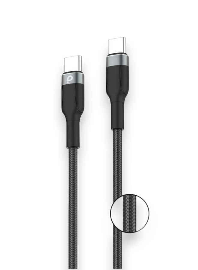 بروماس كيبل USB C الى USB C بطول 1 متر مضفر بتقنية باور دليفيري، 60 واط، للشحن السريع لاجهزة آيفون 16 بروماكس و آيفون 15 برو و ايباد ميني 6 وماك بوك برو 2021 14 و16 انش، ماك اير، 12.9 سامسونج S24 Ultra، هواوي بي 40 - Image 1