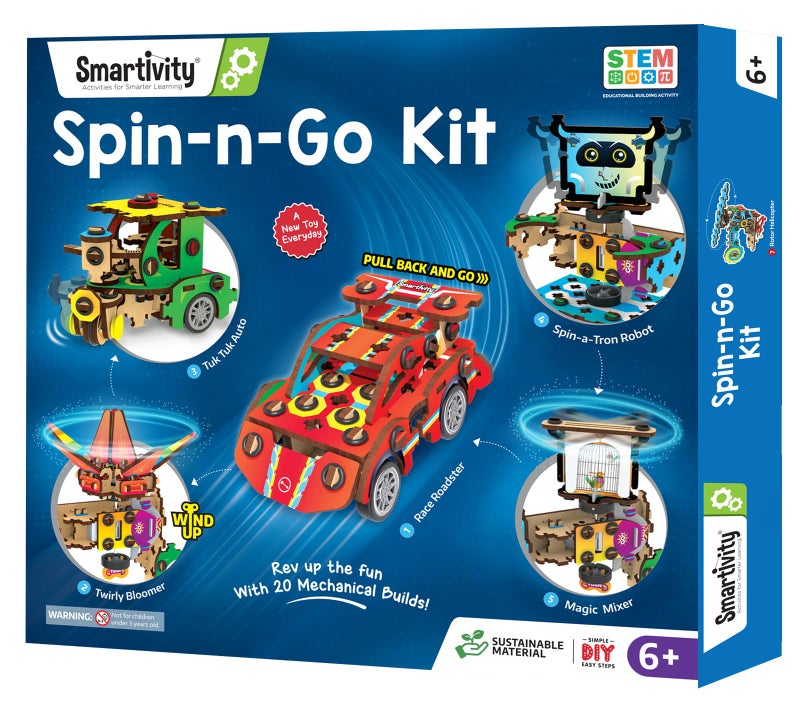 Smartivity 20in1 SpinnGo Kit for Kids Ages 6789101112 I Build a Moving Robot CAR Airplane More I Birthday Gifts for Boys Girls DIY Science Toy for Kids 612 Years Old - Image 3