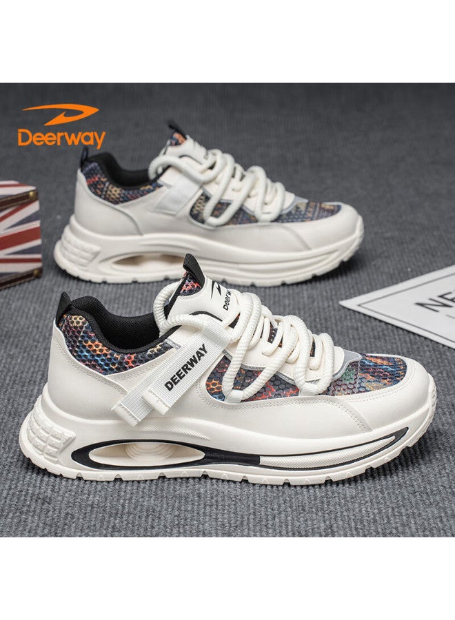 Deerway Men's Shoes Summer Mesh Dad Shoes Men's Casual Breathable Sports Running Shoes Beige Black Size 42 - Image 5