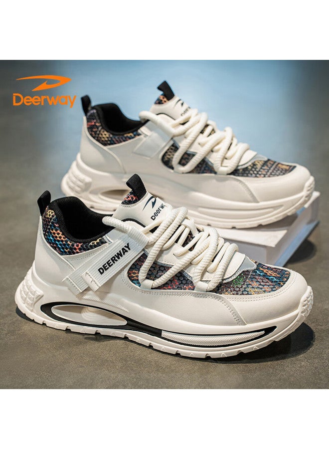 Deerway Men's Shoes Summer Mesh Dad Shoes Men's Casual Breathable Sports Running Shoes Beige Black Size 42 - Image 1