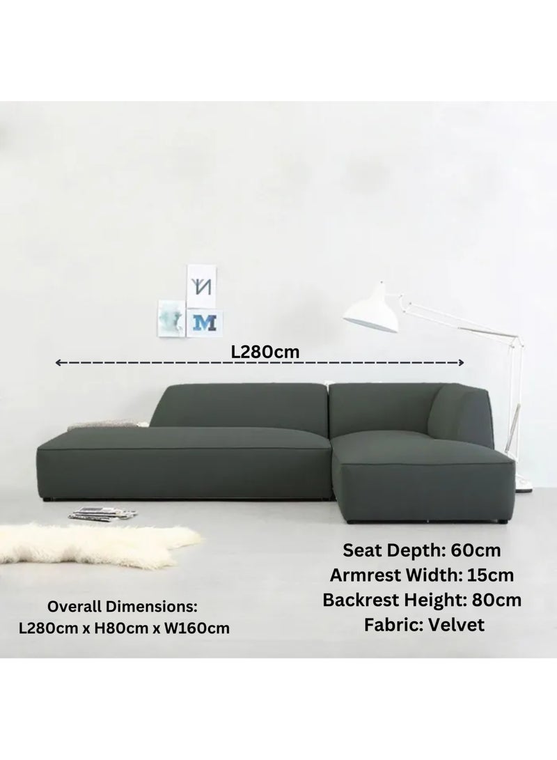 Karnak Arwa L-Shape Sectional Velvet Sofa - GREY - Image 2