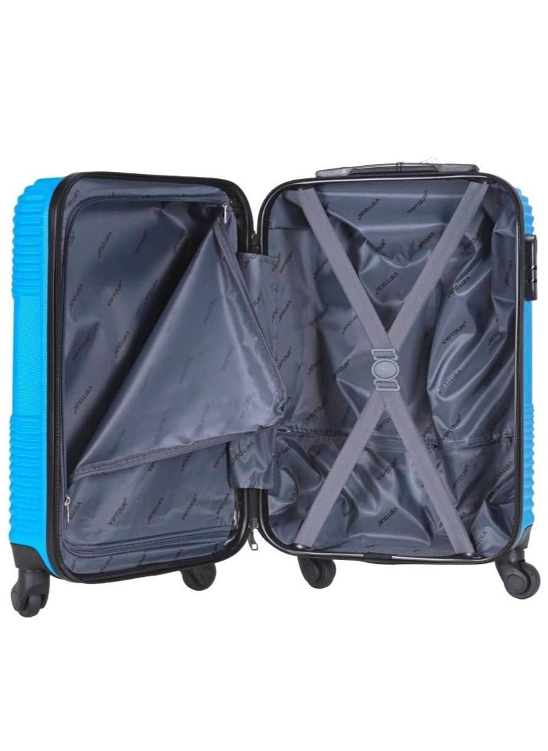 VIPTOUR - 3-Piece ABS Hardside Trolley Luggage Set, Spinner Wheels with Number Lock 20/24/28 Inches - Blue - Image 1