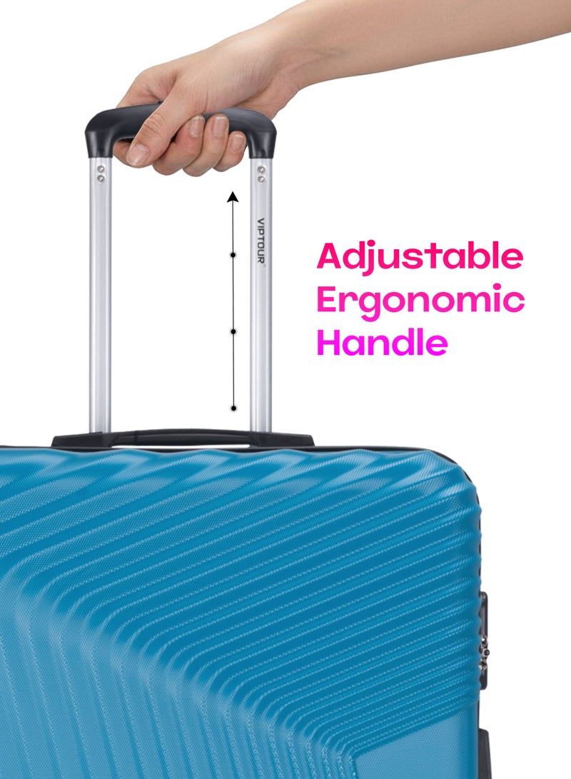 VIPTOUR ABS Material 3-Piece Hard Case Trolley Luggage Set, 4 Quiet 360° Spinner Wheels Suitcase With Combination Lock, Small (2.5kg), Medium (3kg), Large (3.8kg) (20''/24''/28'') - Image 3