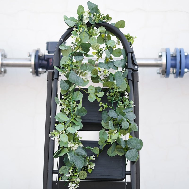 Mavee 3-Pack 5.9ft Artificial Eucalyptus Greenery Garland with Silver Dollar Leaves - Spring Table Runner Vines for Wedding Decor, Home Mantel, Wall Hanging & Party Arrangements - Image 5