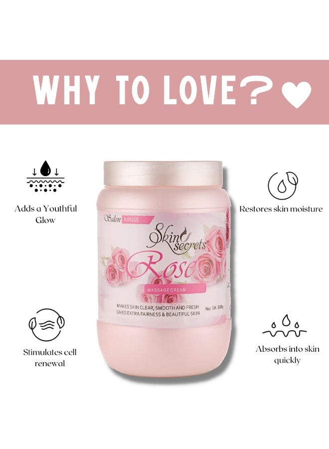 Skin Secrets Rose Massage Cream with Rose Essential Oil for Glowing Skin| Paraben Free, Cruelty Free & vegan| 800gm - Image 2