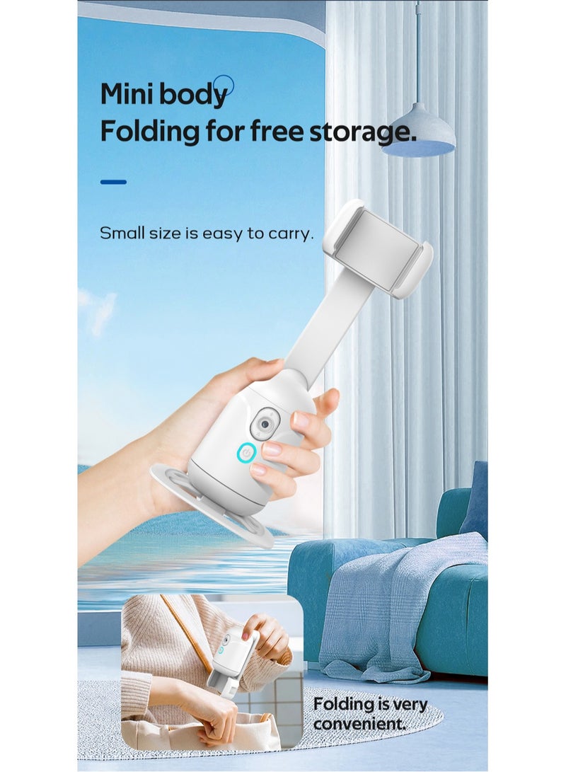 GULFLINK Auto Face Tracking Tabletop Tripod Mount, 360 Rotation Phone Camera Mount Stabalizer, Tripod for mobile, Battery Operated Smart Shooting Selfie Phone Holder for Live Vlog Tutorial - White - Image 3