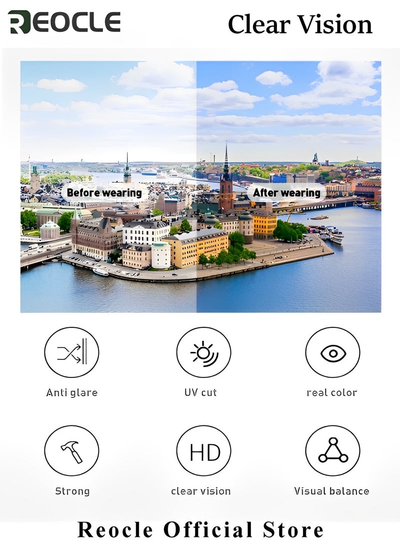 REOCLE Women's Polarized Sunglasses Lightweight TR90 Frame UV400 Protection Square Sun Glasses Vintage Outdoor Casual Sunglasses - Image 3