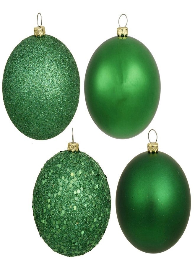 Vickerman 6" Green 4-Finish Ball Ornament Assortment, 4 per Box - Image 1