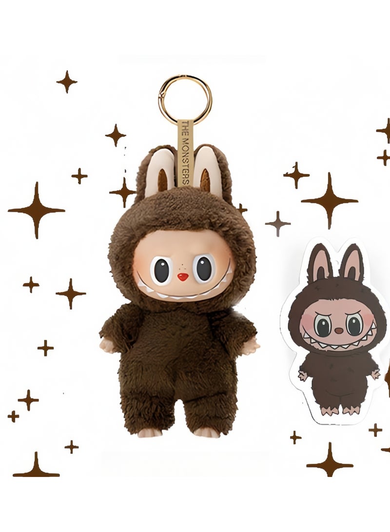 Doll Pendant Labubu Macaron Vinyl Plush Doll 17cm ,Perfectly Matched With Labubu's Clothing（Chestnut Cocoa）  - Image 1
