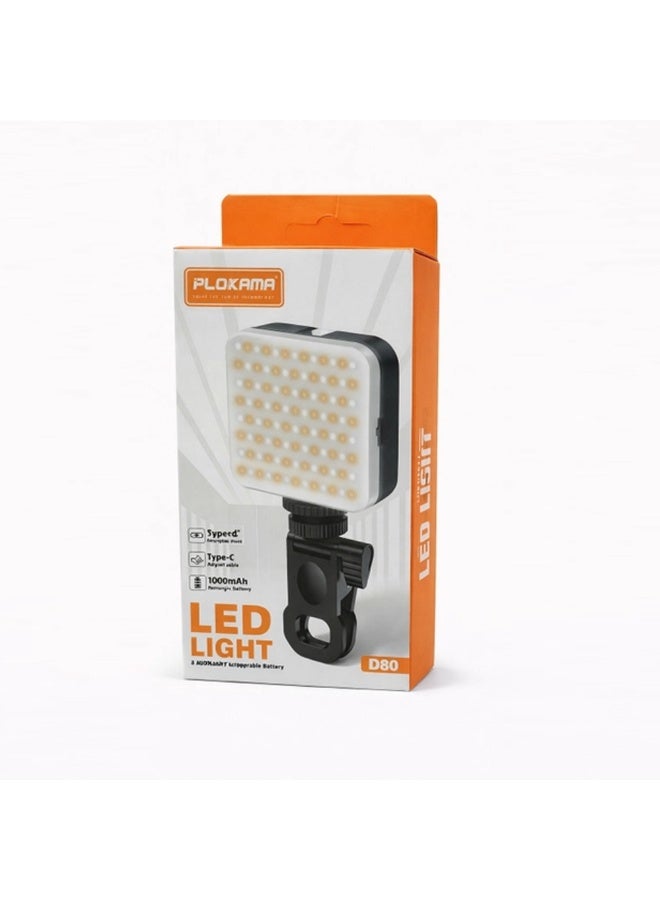 Plokama D80 Rechargeable LED Fill Light with Phone Clip 3 Color Temperatures, 4 Lighting Modes, Type-C Charging, 500mAh Battery for Selfies, Video Recording, Live Streaming & Content Creation - Image 5