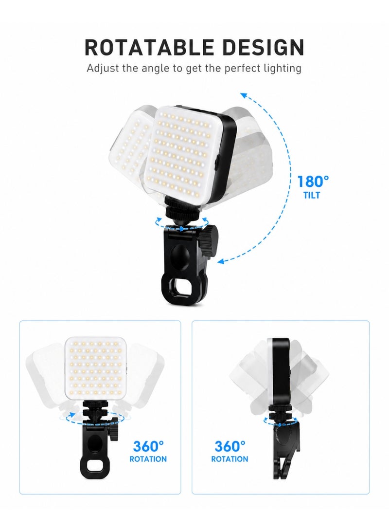 Plokama D80 Rechargeable LED Fill Light with Phone Clip 3 Color Temperatures, 4 Lighting Modes, Type-C Charging, 500mAh Battery for Selfies, Video Recording, Live Streaming & Content Creation - Image 4