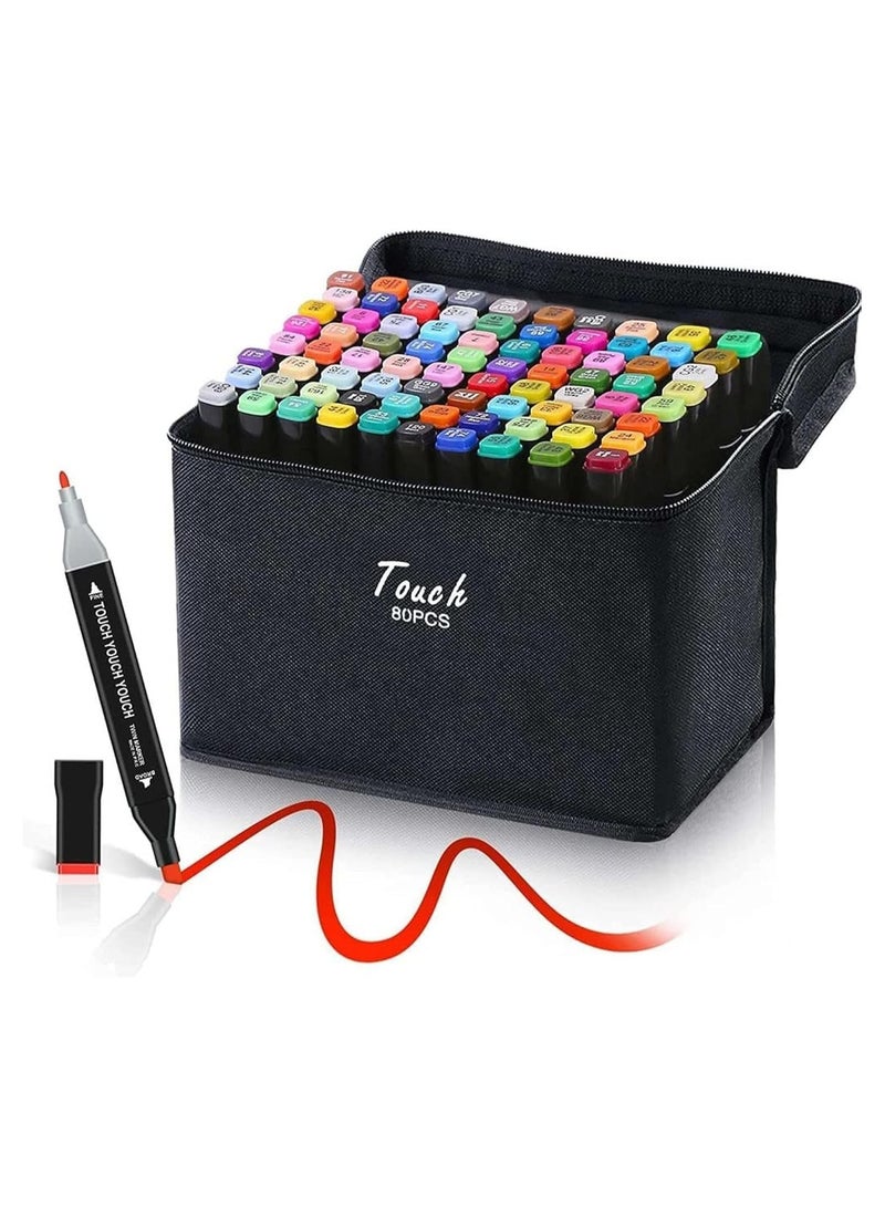 Lemon Life 80 Colors Touch Professional Twin Marker Pen Waterproof Graphic Marker Set For Arts, Sketch, Manga W/bag - Image 1