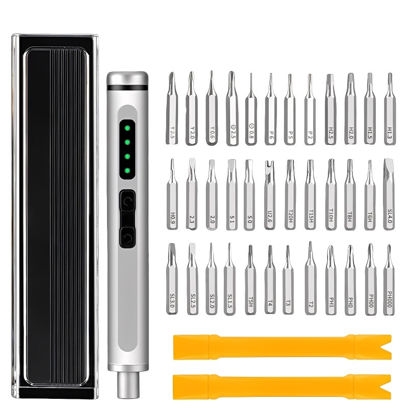Mini Electric Screwdriver, Black Compact Portable Design - Dual Electric Manual Mode, 36 Magnetic Precision Bits for Small Electronics, Phone, Laptop and Camera Repair - Image 1