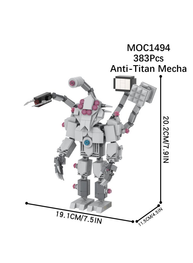 China Building Blocks MOC Creative Toilet Man VS Monitor Man Subwoofer Camera Man Battle Robot Assembled Building Blocks-Color:MOC1494-anti Titan Mecha  - Image 1