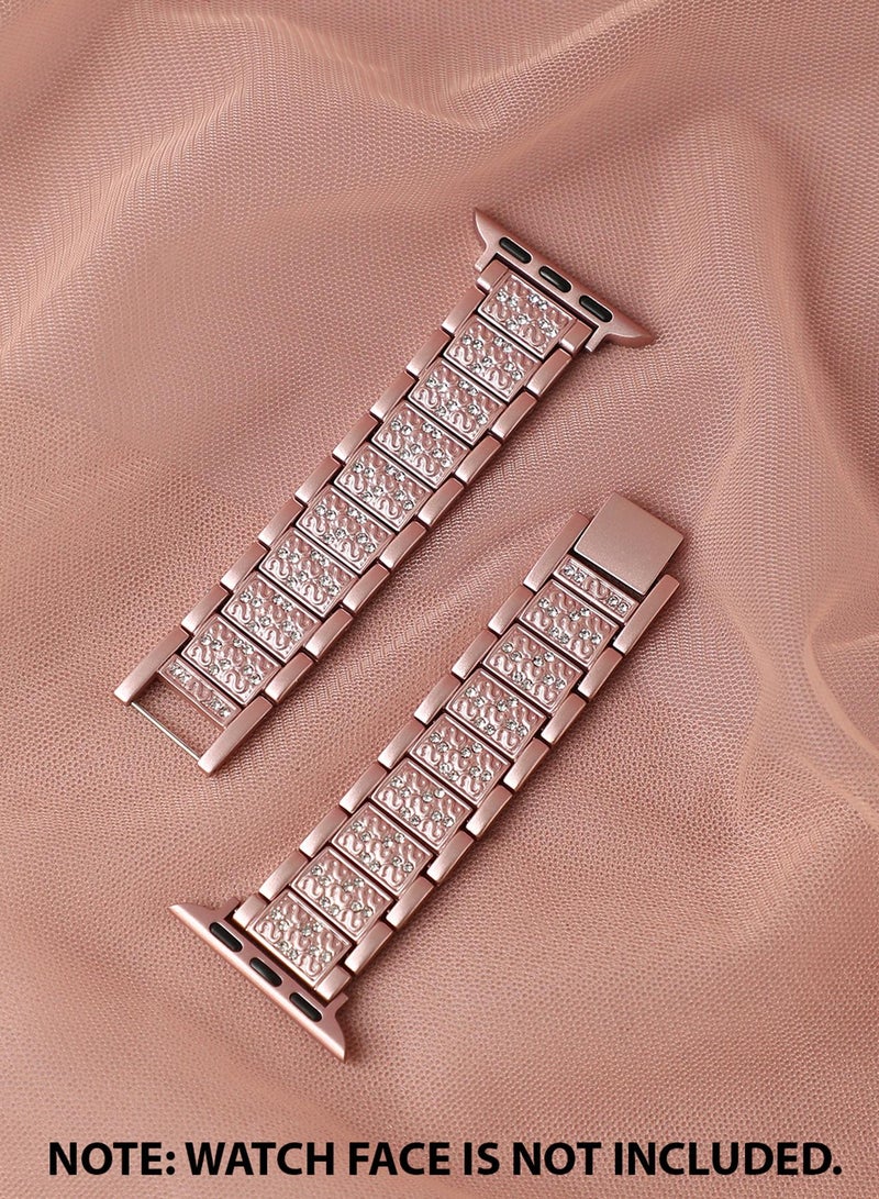 Haute Sauce Embellished Casual Chain Strap Alloy Apple Watch Strap with Case For Women | 42mm/44mm/45mm  - Image 3