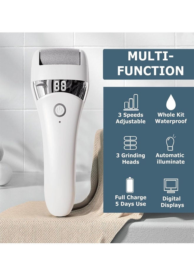 Bukela Upgraded Electric Foot Callues Remover, Portable Electric Foot Files with 3 Heads, Rechargeable Feet File for Foot Care, Waterproof Deadskin Remover, Pedicure Tool for Dry and Crack Feet - Image 1