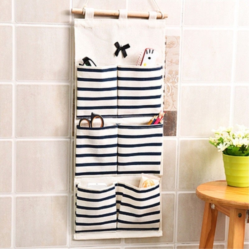 Medium Size Fabric Storage Fence with Six Pockets - Pink, Blue, or Octopus  Design