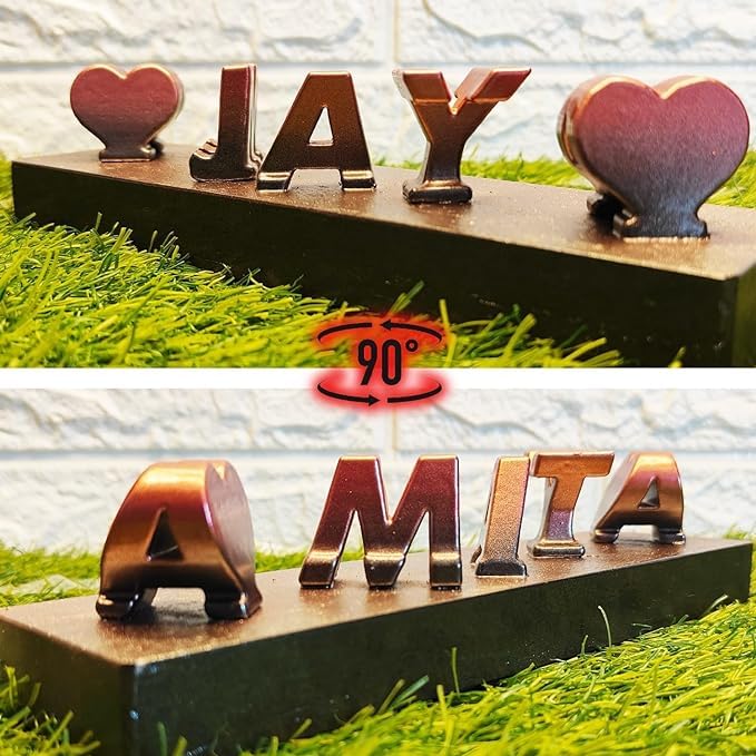 Moderntech Store Personalized 3D Flip Name / 3D Name Art Personalized Gift for Husband Wife Boyfriend Girlfriend, Anniversary, Birthday, Couple Name (Black & Red) - Image 2